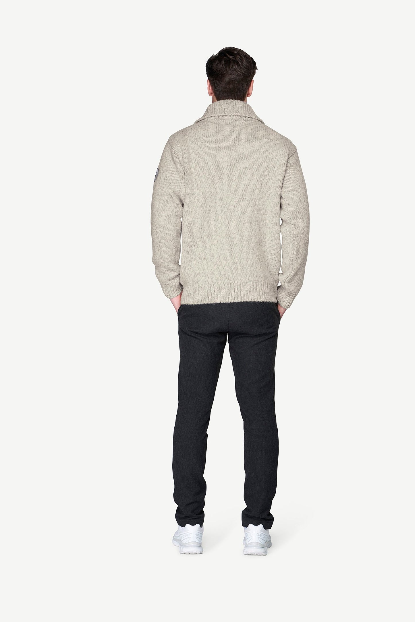 DevoldNansenWoolZipNeck-GreyMelangeMenBackView