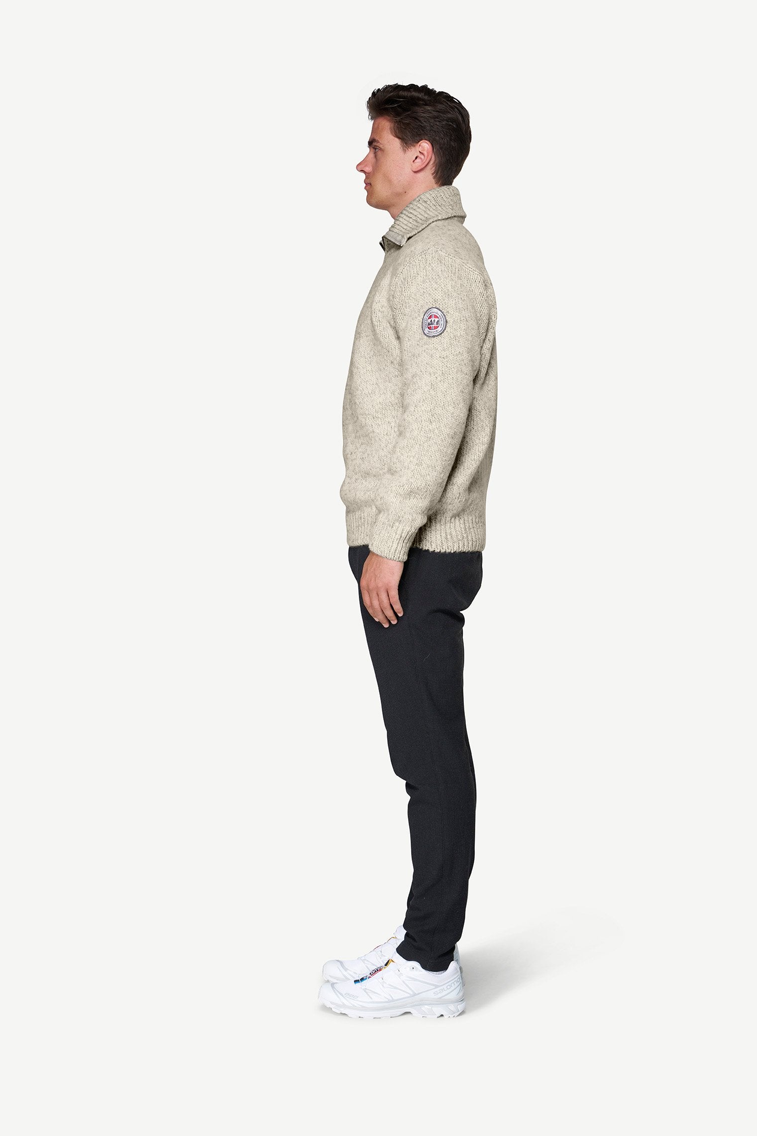 DevoldNansenWoolZipNeck-GreyMelangeMenSideView