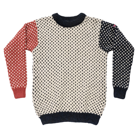 Devold Nordsjø Wool Sweater - Offwhite/Navy/Marsala - L