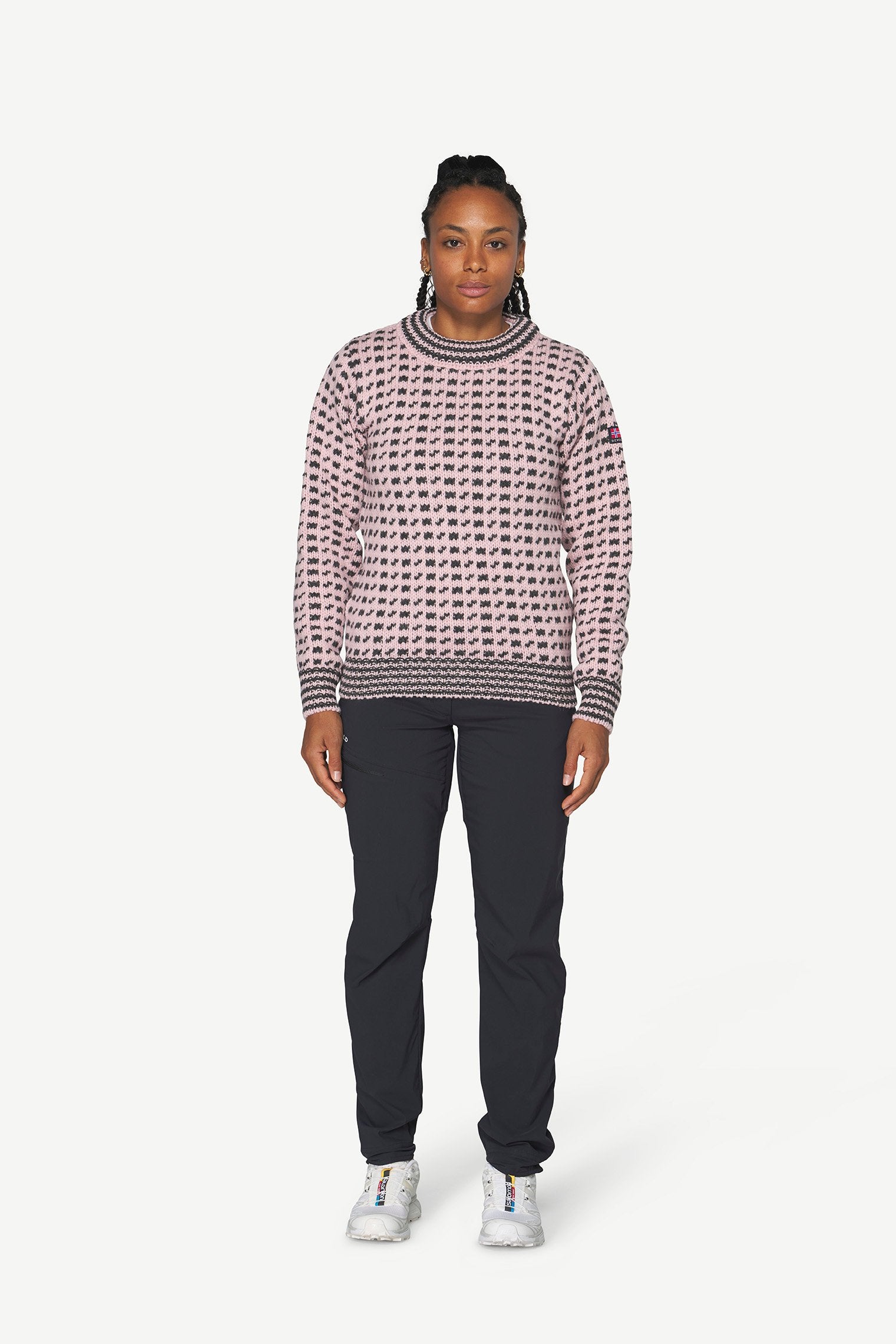 DevoldOriginalIslenderWoolSweater-ChalkPinkAnthracite-XSWomen