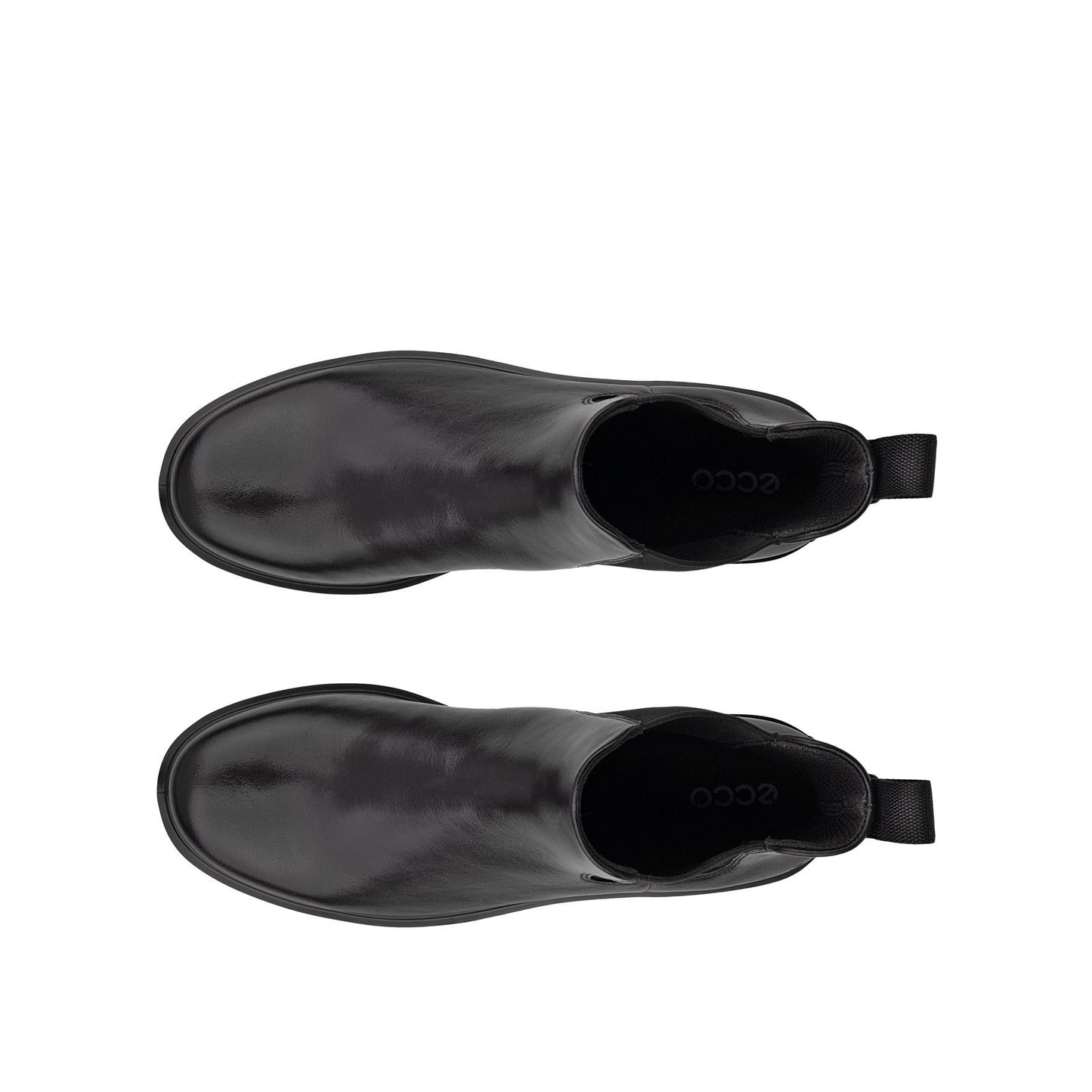 EccoMetroViennaChelseaBlackBootsPairFrontTopView