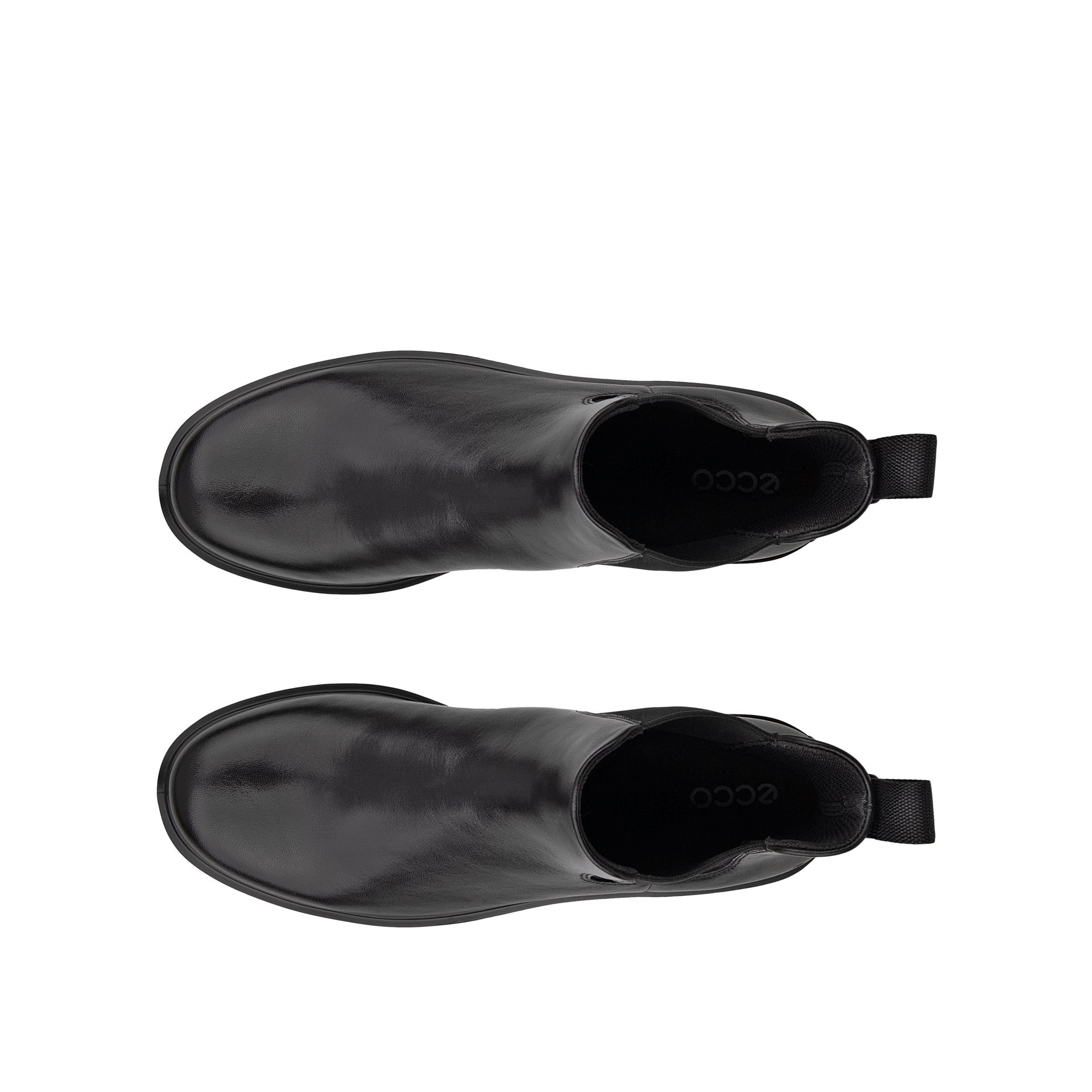 EccoMetroViennaChelseaBlackBootsPairFrontTopView