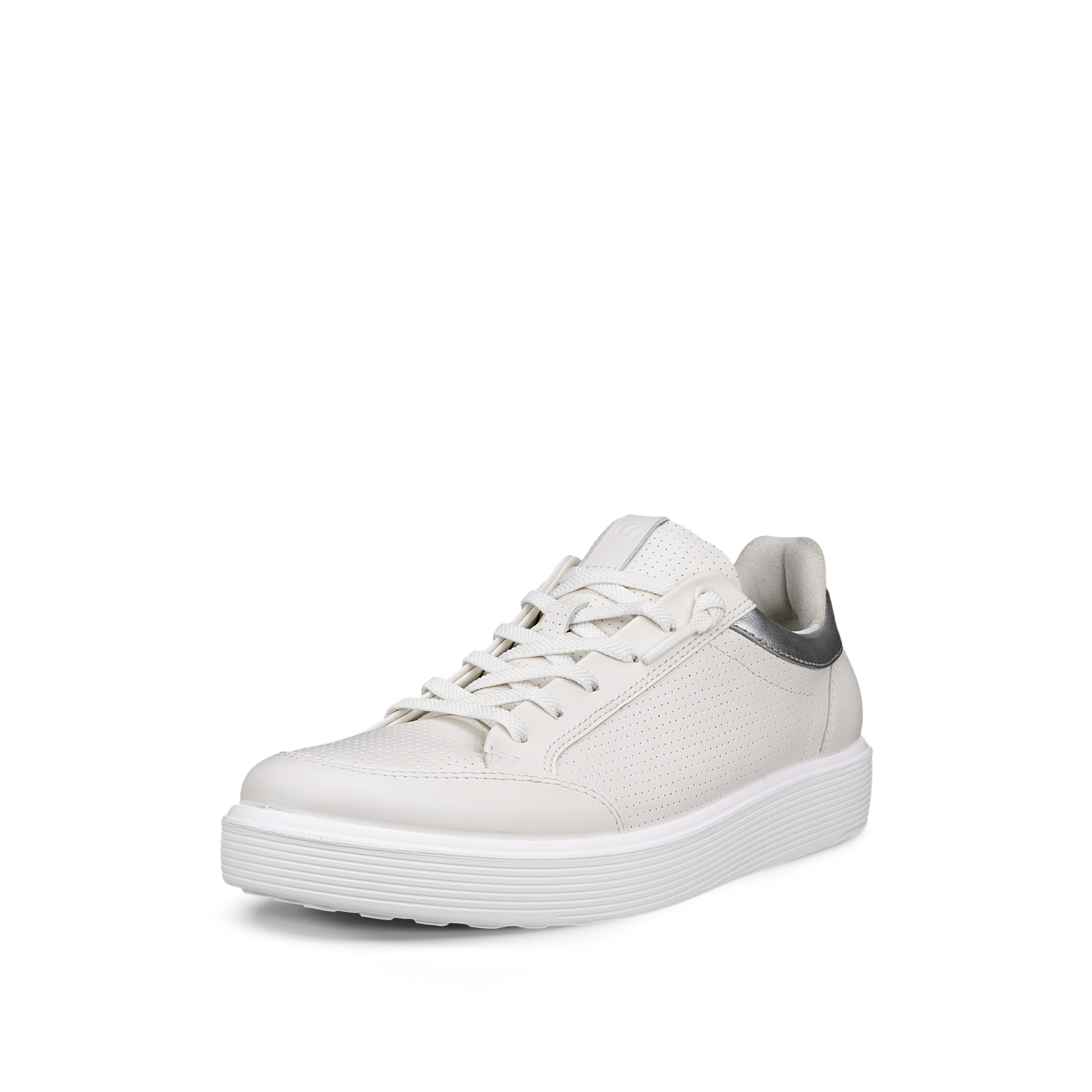 EccoSoft60WhiteSilverFrontSideView