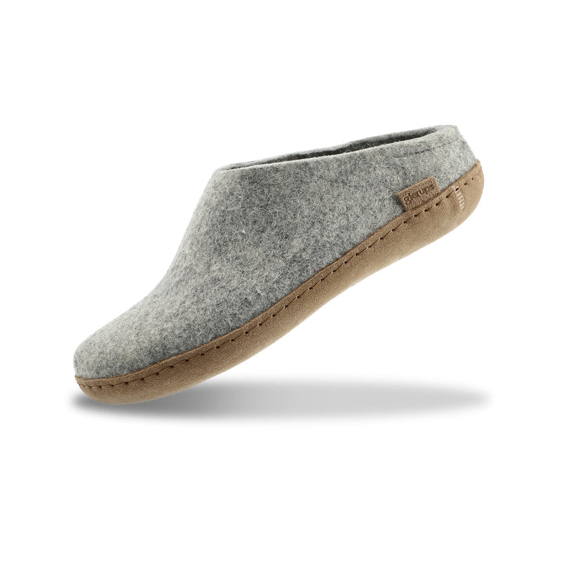 GlerupSlipOnGrayLeathersideview