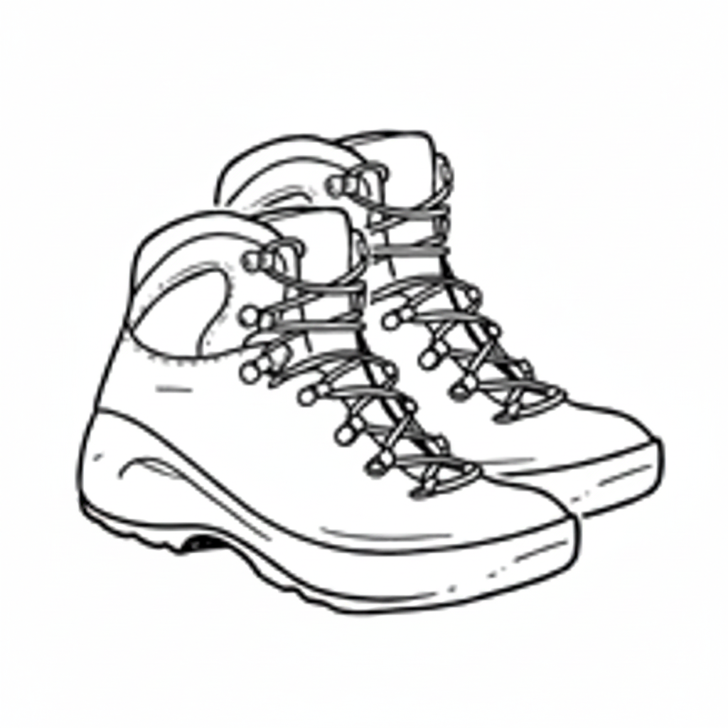 a black and white outline of a pair of hiking boots