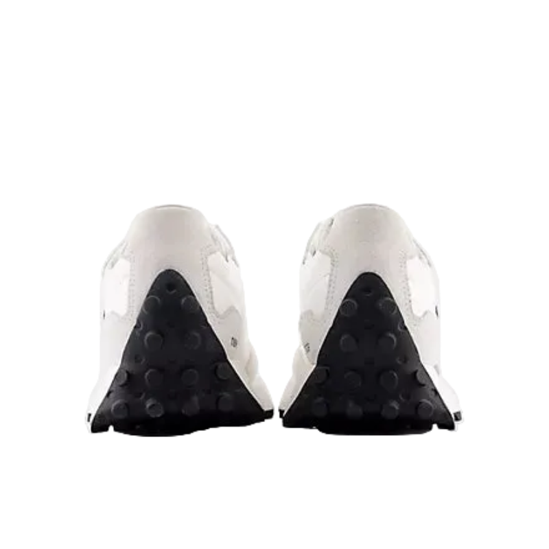 Sea salt and grey athletic sneakers with chunky black grippy heels, ready for the trail.