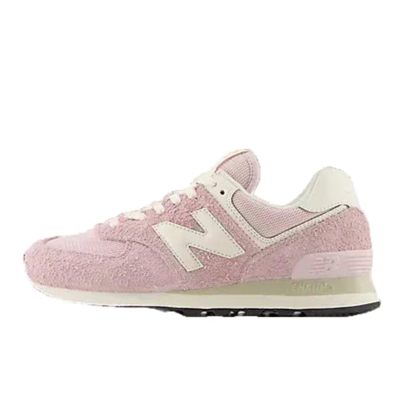 Dusty pink and cream sneaker with rugged sole, perfect for chill mountain adventures.