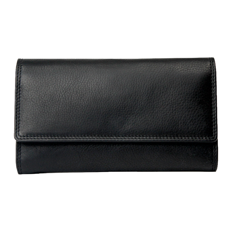 Rugged Earth Black Leather Large Wallet 880001