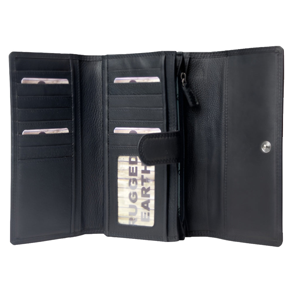 Rugged Earth Black Leather Large Wallet 880001