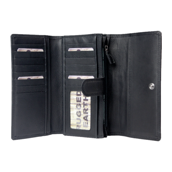 Rugged Earth Black Leather Large Wallet 880001