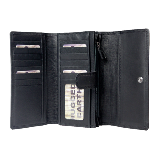 Rugged Earth Black Leather Large Wallet 880001