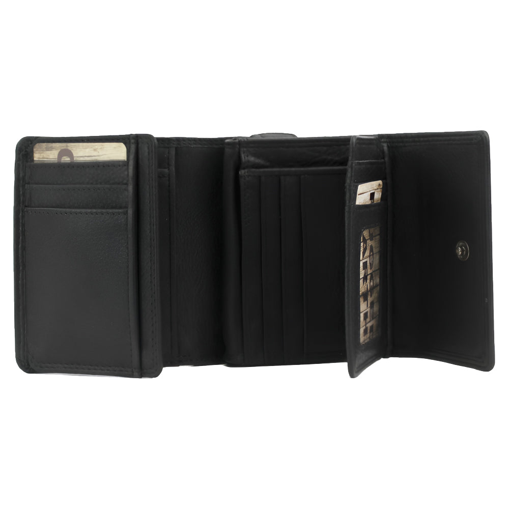 Rugged Earth Black Leather Organizer Small Wallet 880002