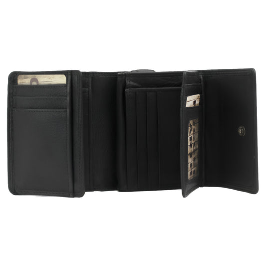 Rugged Earth Black Leather Organizer Small Wallet 880002