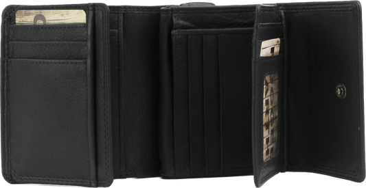 Rugged Earth Black Leather Organizer Small Wallet 880002