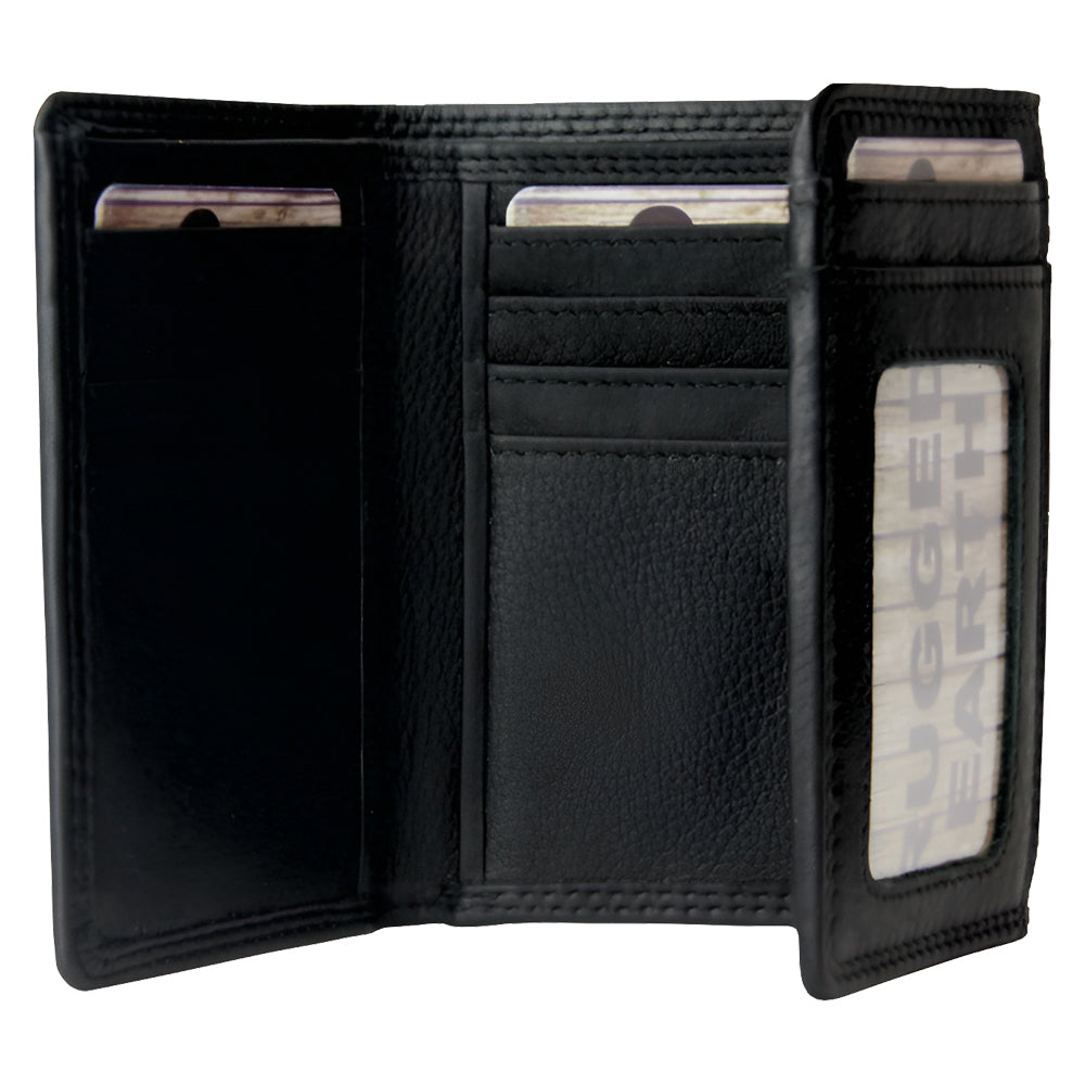 Rugged Earth Black Leather Trifold Wallet 880006