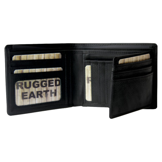 Rugged Earth Black Leather Bifold Wallet 880008