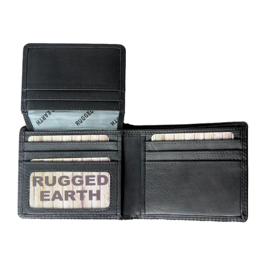 Rugged Earth Black Leather Bifold Wallet 880009