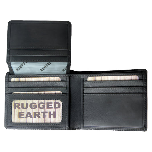 Rugged Earth Black Leather Bifold Wallet 880009