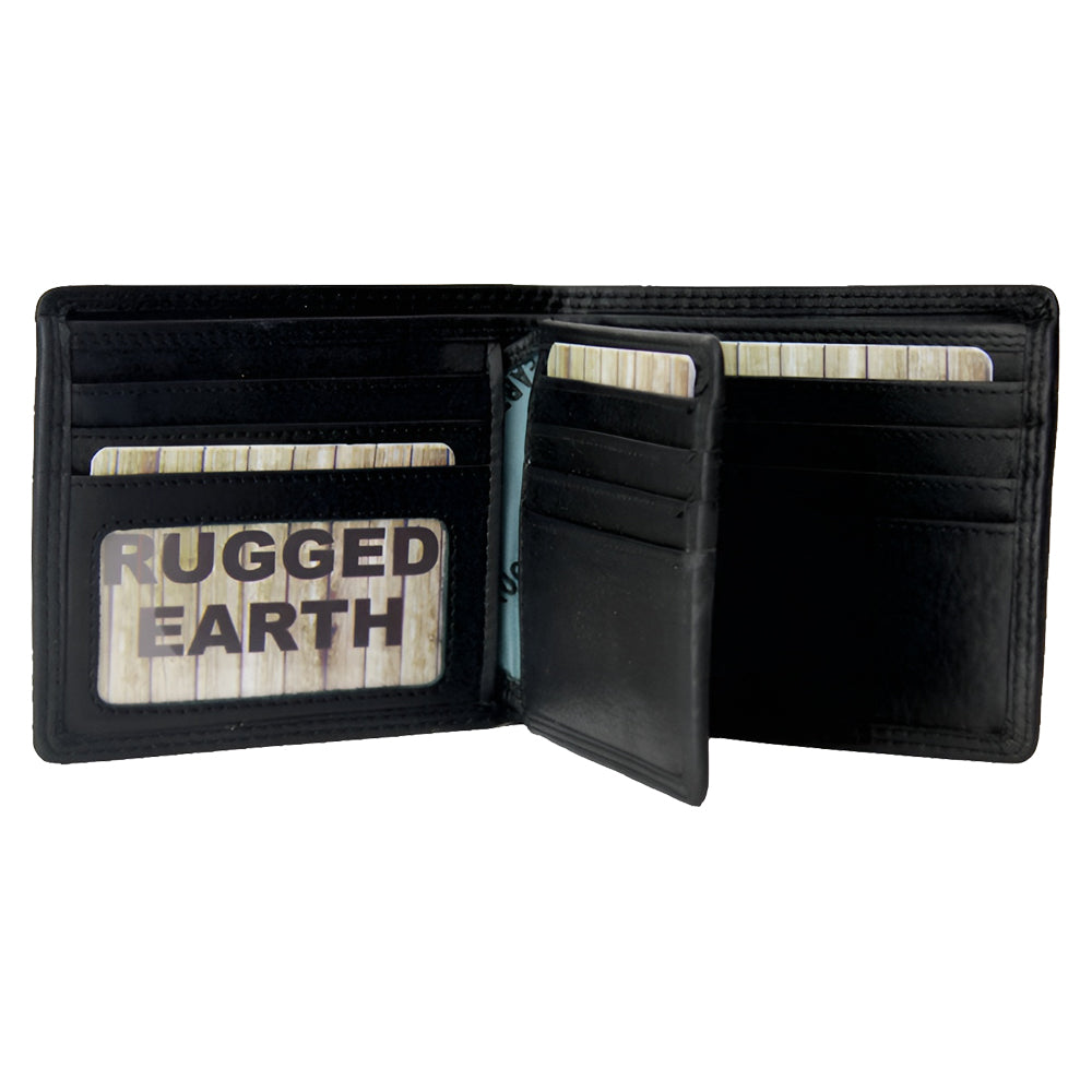 Rugged Earth Black Leather Bifold Wallet 880011