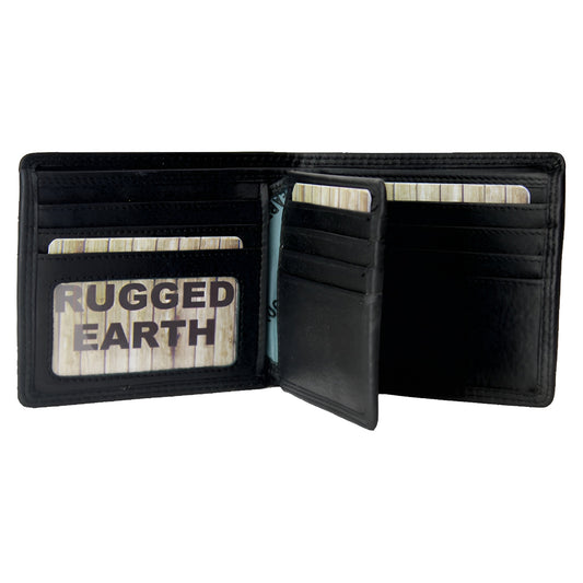 Rugged Earth Black Leather Bifold Wallet 880011