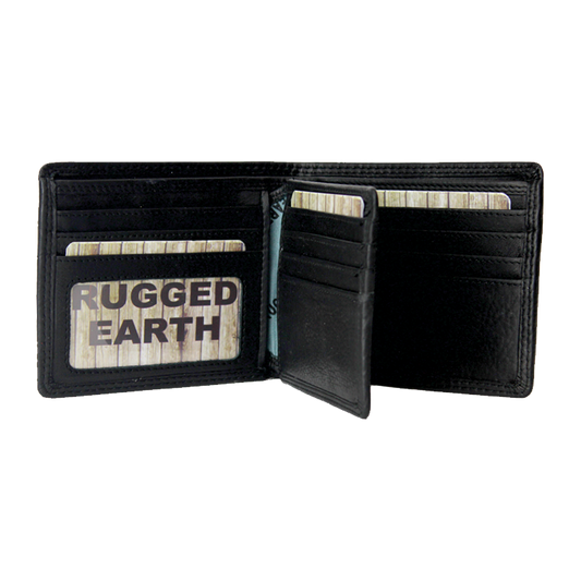 Rugged Earth Black Leather Bifold Wallet 880011
