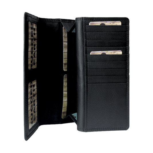 Rugged Earth Black Leather Organizer Ladies Wallet 880014