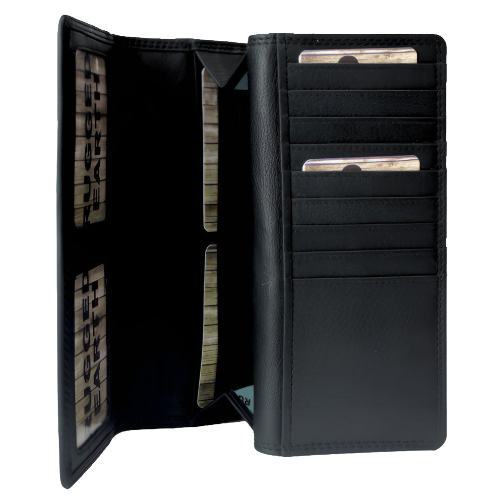 Rugged Earth Black Leather Organizer Ladies Wallet 880014