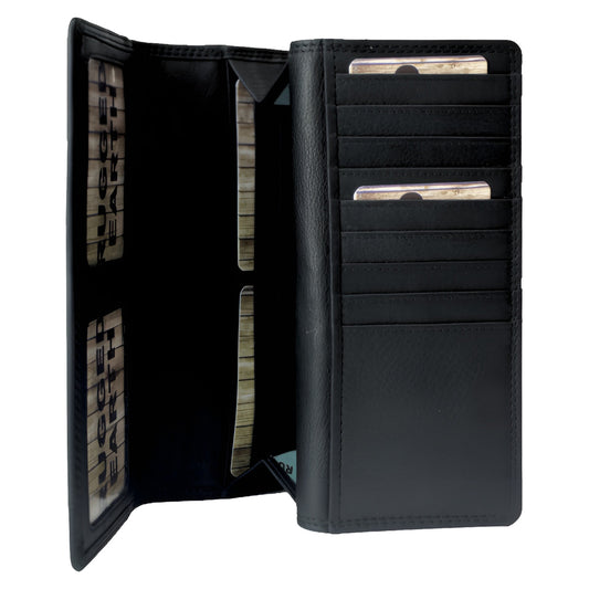 Rugged Earth Black Leather Organizer Ladies Wallet 880014