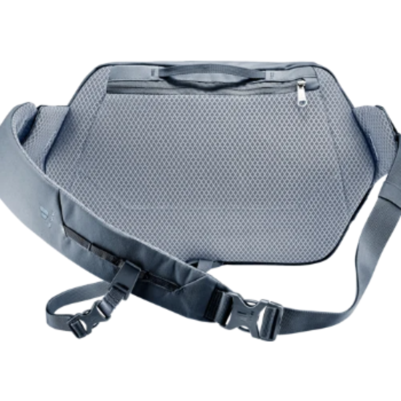 Gray waist bag with a strap on a white background